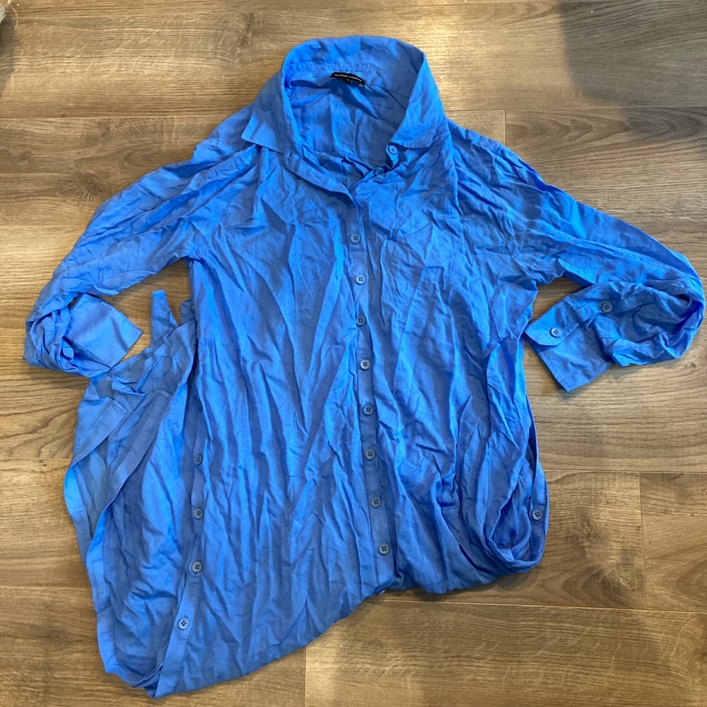 Universal Standard Nailah Button-Down Tunic in Azure Blue, 2XS (6-8)